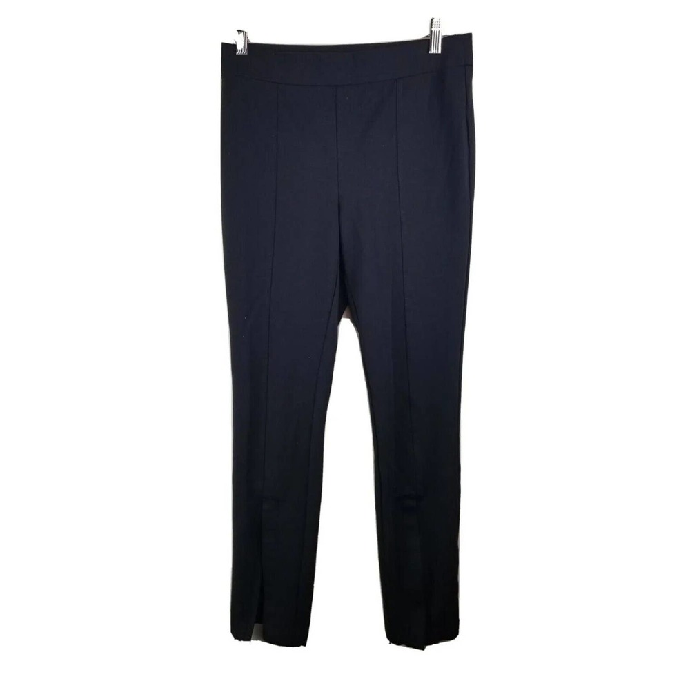 Elizabeth And James Women's ZIPPER FRONT Slit Pants Black Ponte‎ Knit Medium